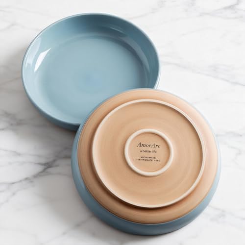 8.75'' Large Ceramic Pasta Bowls (Stone Blue(8.75inch))