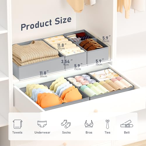 Drawer Organizer Clothes (Light Gray / 24 Pack)