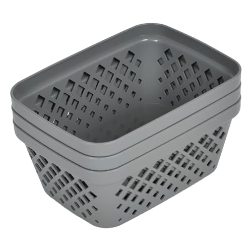 Plastic Storage Basket Set (Grey / Small)
