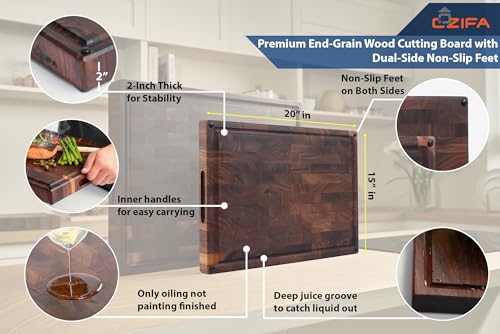 American Black Walnut Wood Cutting Board 20"x15"x2" Large (20 x 15 x 2 in / Black Walnut)