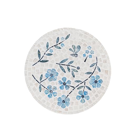 12.6” Handcrafted Capiz Shell Mosaic Lazy Susan (Blue Dogwood Flower / Standard)