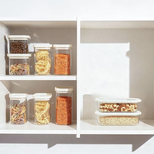 Glass Food Storage Jar with Glass Lid in Ractangle Shape (White-R3P-40oz)