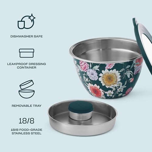Stainless Steel Salad Bowl Kit 64oz (Midnight Botanical / 64oz)
