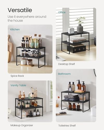Set of 2 Metal Spice Racks (Ink Black / 2 Tiers (9"D x 15.7"W))