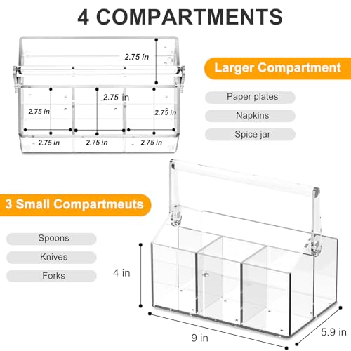 Acrylic Utensil Caddy.Silverware Organizer For Picnic Party