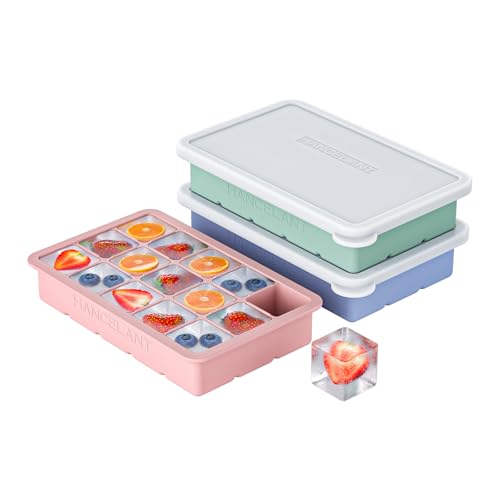 Silicone Ice Cube Tray 3 Pack (Ice Cube Tray 3 Pack / Blue+Mint Green+Pink)