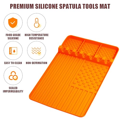 2 PCS Silicone Grill Mat Compatible with Blackstone (orange2pcs)