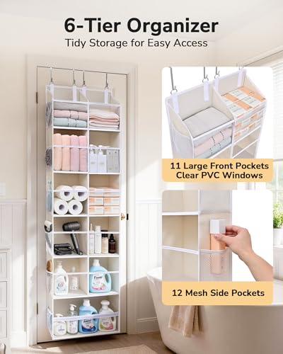 Over the Door Organizer (Beige / 1 Pack-Extra Large 6 Tier)