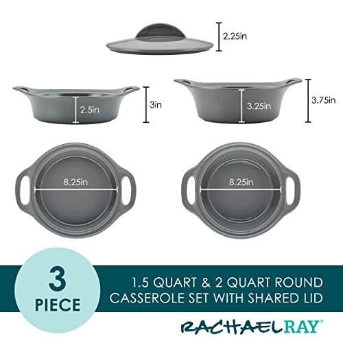 Solid Glazed Ceramics Casserole Bakeware (Gray)