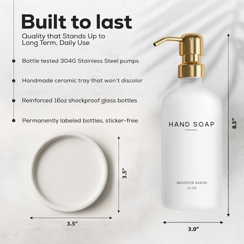 Luxury Glass Hand Soap Dispenser Bathroom Set by Brighter Barns (Gold H)