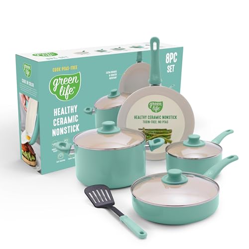 8 Piece Nonstick Cookware Set (8 Piece Cookware Set / Turquoise)