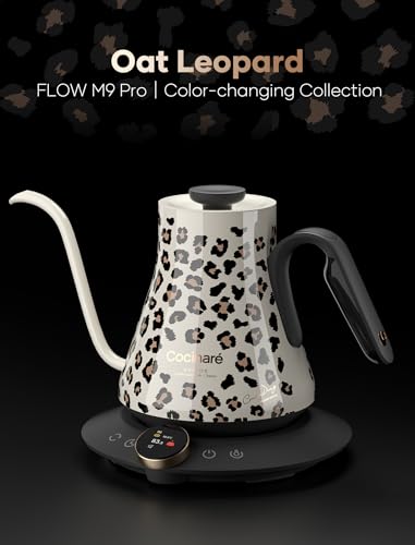 Color Changing Gooseneck Electric Kettle for Precision Brewing (Oat Leopard)