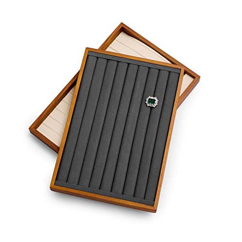 Solid Wood Jewelry Tray Ring Earring Display Showcase Jewelry Organizer (Grey ring tray)