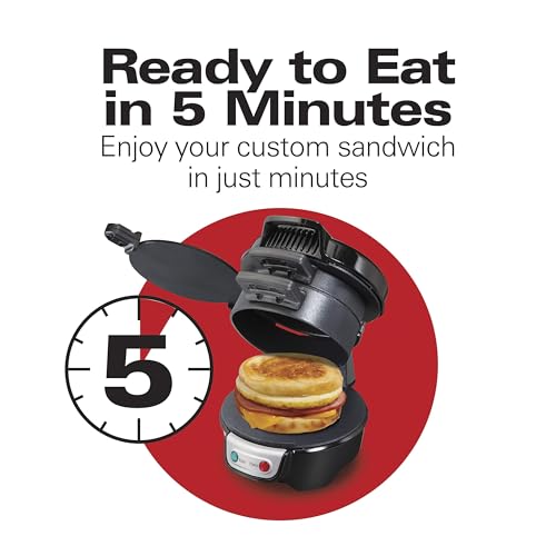Breakfast Sandwich Maker with Egg Cooker Ring (Black / Single)