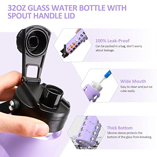 Glass Water Bottle (Purple / 32 Ounces)