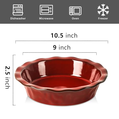 Ceramic Pie Pan for Baking (Cherry Red)
