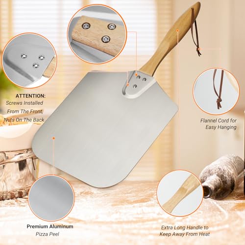 12" x 14" Aluminum Pizza Peel with Wooden Handle