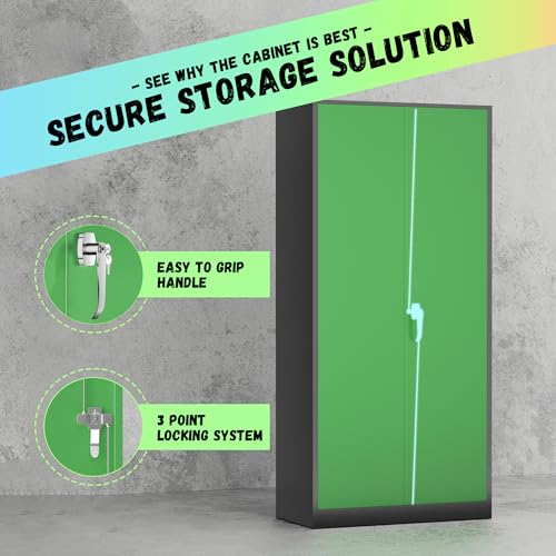 Metal Storage Cabinet (Black Green / 72")