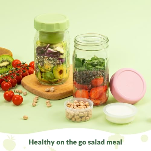 4 Pack Glass Salad Jars with Lids Meal Prep