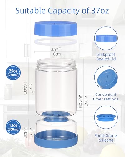Pickle Jar with Strainer Flip (04-Lake Blue&Peacock Blue / 37oz 2pcs)
