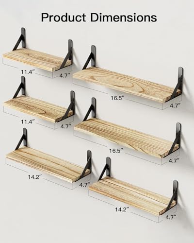Amada Solid Paulownia Wood Wall Shelves (Wooden / Medium)