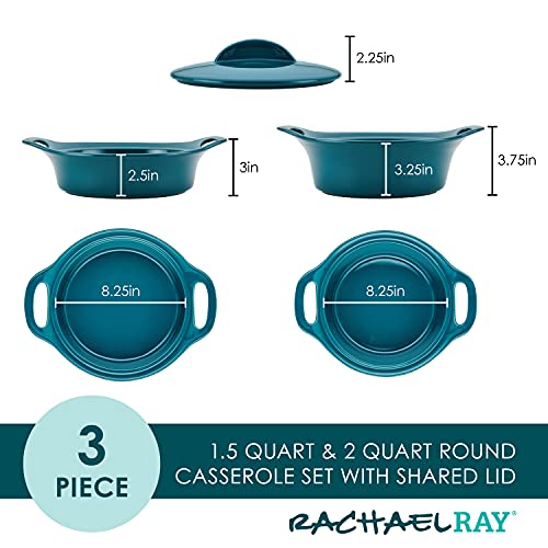 Solid Glaze Ceramics Casserole Bakeware (Teal)