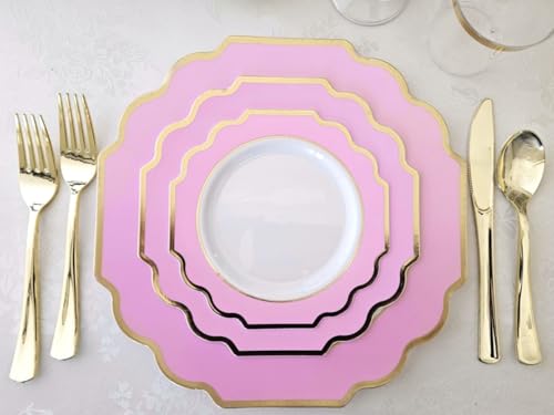 OCCASIONS " 640 Piece set (640 Piece (80 Guest) / B. Imperial Rose Pink & Gold)