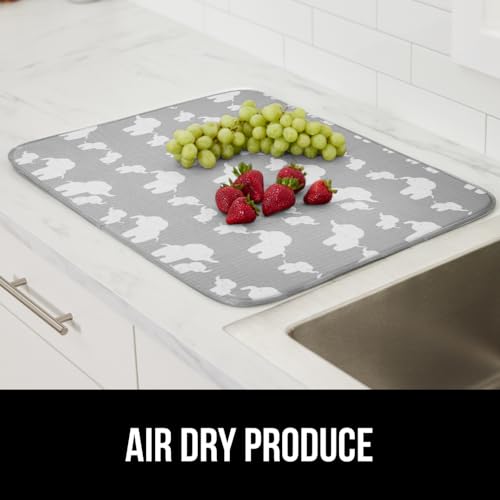 Ultra Absorbent Microfiber Dish Drying Mat (18" x 24" (2 Pack) / Microfiber / Elephants)