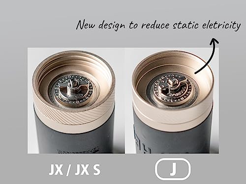 J Manual Coffee Grinder Silver with Assembly Stainless Steel Conical Burr