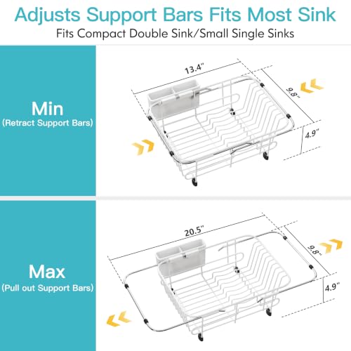 White Dish Drying Rack in Sink with Utensil Holder (White / For 10"-12"w Sink)