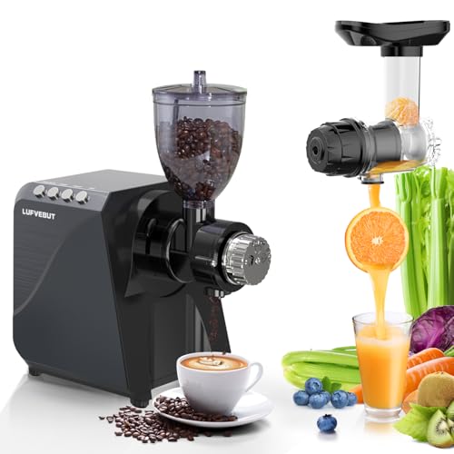 2-In-1 Masticating Fruit Vegetable Juicer Machine & Electric Coffee Grinder (Black)
