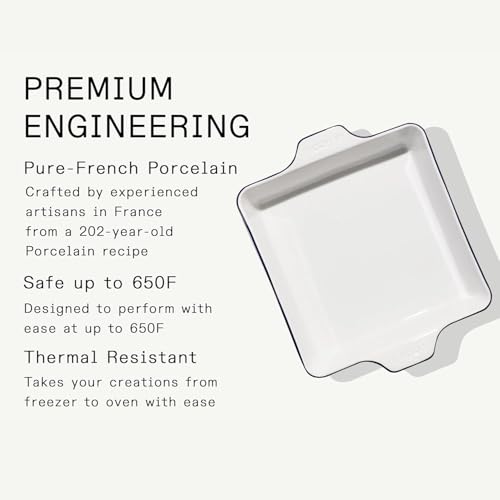 Cookware Square Baking Dish (Porcelain w/ Navy Rim)