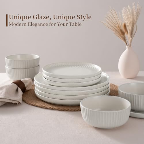 Stoneware Dinnerware Sets for 4 (Matte White / Service for 4)