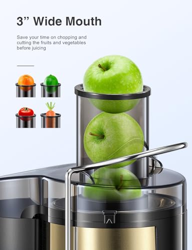Juicer Machine 800W Centrifugal Juicer with Wide Mouth Feed Chute