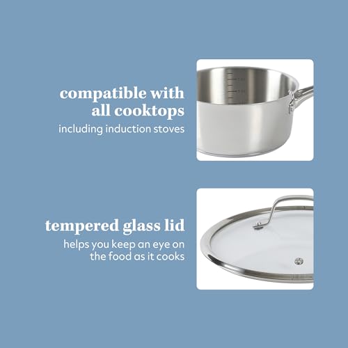 Kitchen Essentials Chef's Deck 10 Piece Stainless Steel Non Toxic Pots and Pans Kitchen Cookware Set w (Stainless Steel / 10-Piece Cookware Set)