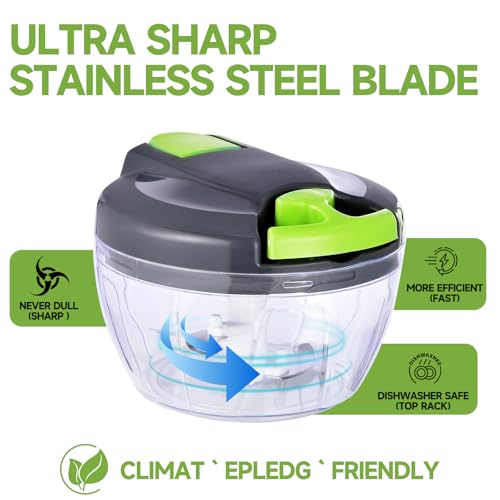 Manual Food Processor Vegetable Chopper (500ml / Ggreen)
