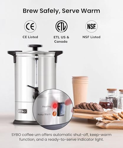 SR CP Commercial Grade Stainless Steel Percolate Coffee Maker Hot Water Urn for Catering (18L Metallic)
