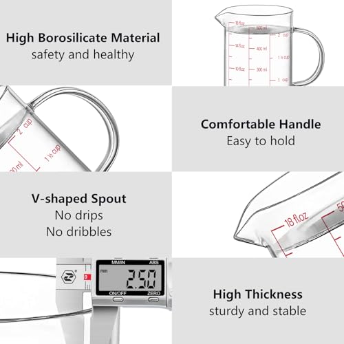 18OZ 500ML Glass Measuring Cup (18Oz/2Cups/0.5L)