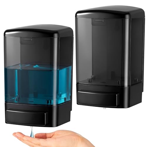 2 Pcs Wall Mounted Soap Dispenser (All Black / 33.8 oz 1000 ml)