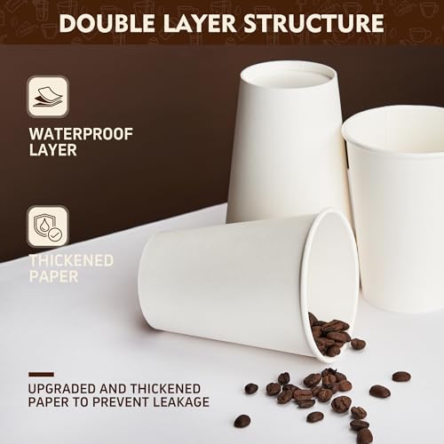 16 oz 500 Pack White Disposable Paper Coffee Cups (White / 16 oz)