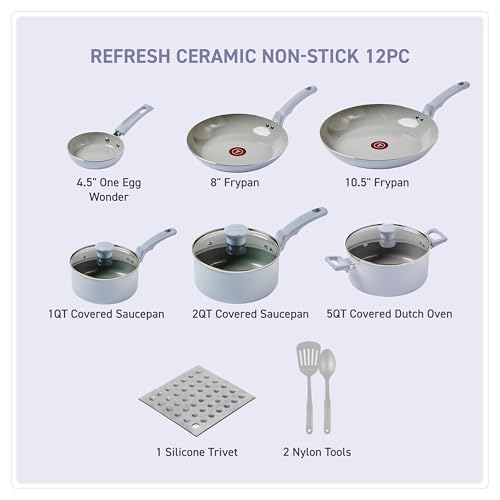 Refresh Ceramic Nonstick Cookware Set (12-Piece Set / Artic Blue)