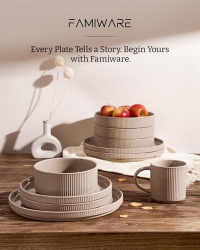Stoneware Dinnerware Set for 8 (Cinnamon Brown / Service for 8)
