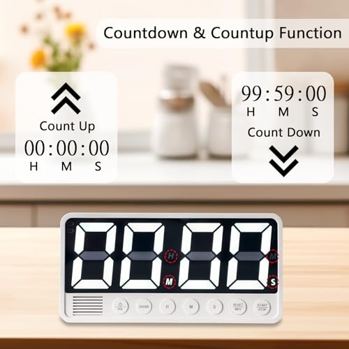 Digital Kitchen Timer with Extra Large LED Display Black (Black)