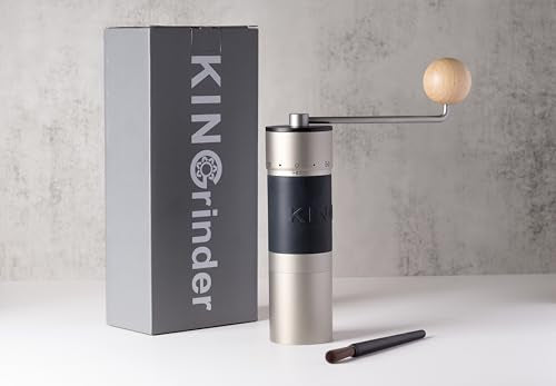 Sliver】KINGrinder K6 Manual Coffee Grinder Straight Handle Stainless Burr (Sliver)