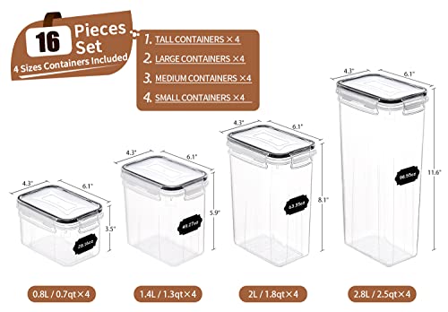 Airtight Food Storage Containers Set (Black-16 Piece)