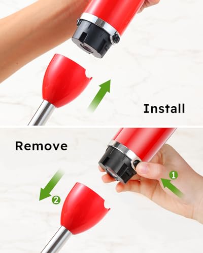 Immersion Blender Handheld (3 In 1 Immersion Blender & Stick & Milk Frother / Red)