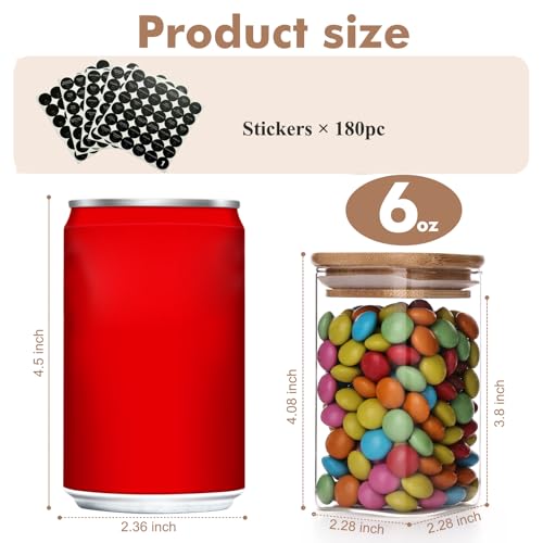 6oz Glass Spice Jars with Bamboo Lid and Label (12pack Glass Spice Jars)