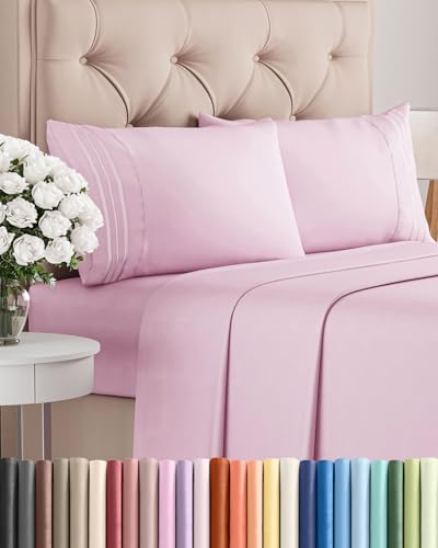 King Size 4 Piece Sheet Set (32 - Light Pink / King)