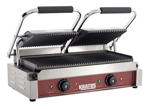 Commercial Electric Panini Sandwich Grill with Grooved Plates (Large w/ Grooved Plates)