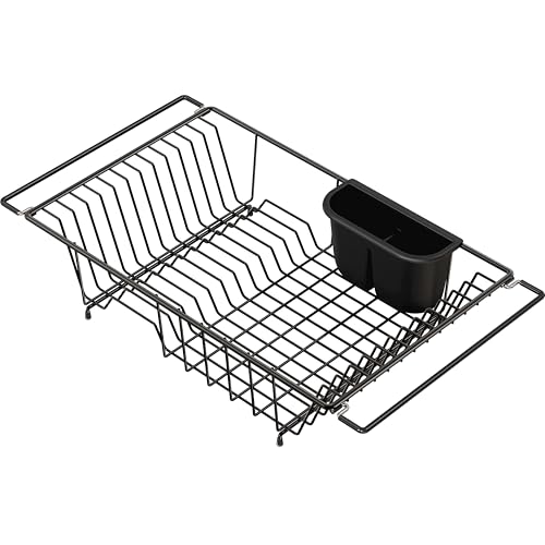 Large Stainless Over Sink Counter Dish Drainer Rack (Large / Black)